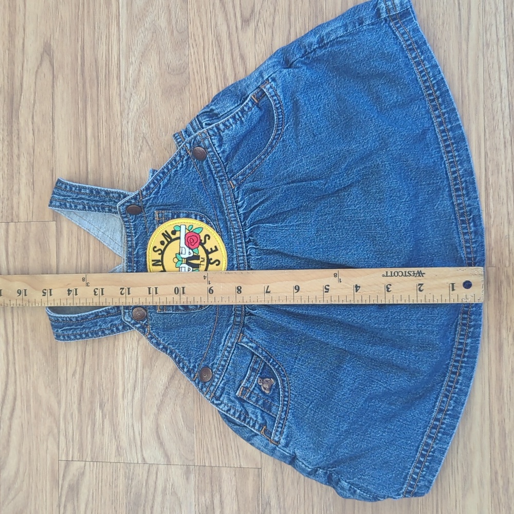 Guns N Roses Baby Gap Denim Dress upcycled one of a kind 3 - 6 months - Picture 3 of 5